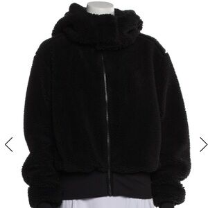 ALO Cozy Black Fleece Jacket with Hood. Size Small